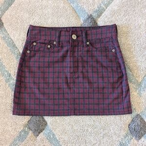 American Eagle Outfitters Red/Blue Plaid A-Line Mini Skirt, Size 00 Short